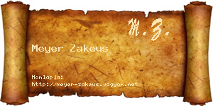 Meyer Zakeus névjegykártya